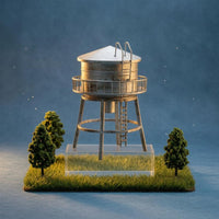 Resin Water Structure Model Weathered Miniature Water Structure Aged Metal Look