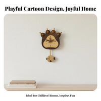 Solid Wood Wooden Animal Paw Clock Creative Design Wooden Pendulum Wall Clock Decorative for Adults, Homeowners, Living Room, Bedroom