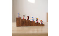 6 Pieces Wooden Display Blocks Solid Wood Modular Riser Blocks Wooden Display Stand Versatile Tiered Riser Stand Geometric
