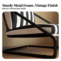 mid-centurymid-century-modern Modern design Striped Highspine supportchair sturdy Wood Frame Single Sofa Thick Cushioning Home Furniture Ergonomic Design for Readers, Homeowners, Office Workers, Living Room, perusing alcove, Study, Bedroom