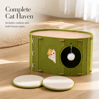 Multi-Layer Felt Cat Cave Bed with Scratching Post for All Seasons
