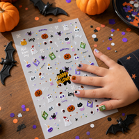 tomononi 3D Embossed Nail Art Stickers for Kids - Dark Style Halloween Theme