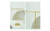 T-Shaped Jewelry Stand Tabletop Necklace Holder Bracelet Display Stand Gold-Tone Jewelry Display with Round Base Metal for Women