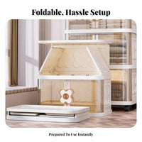 Large Capacity foldable Storage single-piece Installtoolinstallationwithout installation foldable Cacontaineret with front panels double Opening Home Organizer for Students, Homeowners, Bedroom, Living Room, Playroom, Closet