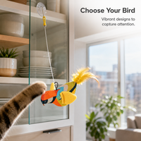Interactive Hanging Cat Toy with Suction Cup, Sounding Bird/Mouse Design, Catnip Infused, Durable Chew Toy for Indoor Cats