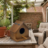 Integrated Feeding Wooden Bird Box, 60mm Entrance Bird Box and Bird House for Parakeets, Hanging Nesting Shelter for Garden and Outdoor Use
