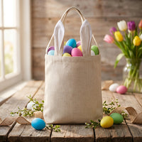 Hare Ear Gift Bag Reusable Easter Bunny Bag Sturdy Material Canvas Easter Basket for Girls, Young Children, Holiday Parties, Home Decoration