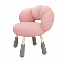 Height Adjustable Puff-Shaped Swivel Stool Ergonomic Backrest Upholstered Armless Chair Soft Upholstery Home Furniture Thickly Padded Seat for Students, Women, Adults, Dorm Room, Bedroom, Vanity Area