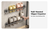 Wall Mounted Slipper Rack Easy Installation Wall-Mounted Slipper Rack Space-Saving Shoe Holder for Renters, Adults, Restroom, Closet, Bedroom