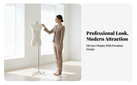 Korean Design Half Body Dress Form with Stand Sturdy Metal Base Female Torso Mannequin Long-Lasting Construction Female Mannequin Body Lightweight for Boutique Owners, Fashion Designers, Window Displays, Boutiques, Retail Shop S, Tailor Shop