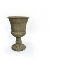 Distressed Pedestal Urn Tabletop Metal Planter Rustic Flower Arranging Pot Classic for Home Decor
