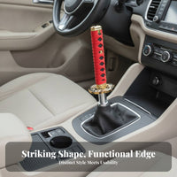Woven Texture Manual Gear Knob Metal Sleeve Wrapped Shifter Knob Installation Kit Car Accessory Decorative for Most Vehicles