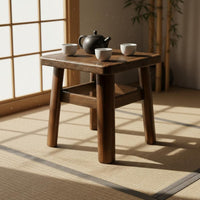 Square Wooden Tea Table Space Saving Tatami Tea Table No Assembly Home Furniture for Balcony, Guesthouse