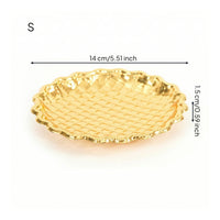 Gold Electroplated Iron Fruit Tray Embossed Tray with Scalloped Edge Decorative Lightweight for Sideboard