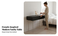 Extendable Design Retractable Dressing Table French design Vanity Desk with Mirror and Storage 2-in-1 Function Bedroom Furniture Adjustable Layout for Small Apartment Dwellers, Women, Teens