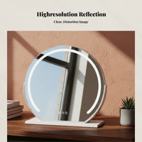 Desktop Vanity Mirror with LED Lights, Large Makeup Mirror, Press Control, Nordic