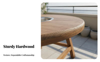 New Chinese Design heaterIntegrated Table Rounded Design Household Furniture Natural Wood Grain Rustic Charm for Hospitality Professionals, Apartment Dwellers, Balcony, Courtyard, Teahouse, Living Room