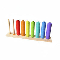 Logical Thinking Training Color Sorting Stacking Toy Hand-Eye Coordination Educational Color Sorter Develops Fine Movement Skills Wooden Disc Stacker Sturdy Wood for Preschoolers, Toddlers, Daycare