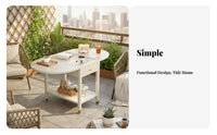 Folding Trolley with Removable Tray Rolling casters Mobile End Table for Balcony