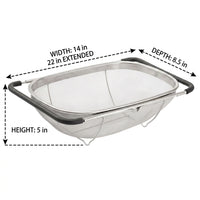 Square Drain Basket Kitchen Sink Drainer, Stainless Steel Sink Rack with Retractable Drainer, Modern Minimalist Vegetable Washing Organiser