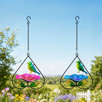 Teardrop Hanging Bird Bath Decorative Hanging Birdbath Metal Bird Bath with Chain Outdoor for Gardeners, Garden, Backyard, Patio, Balcony