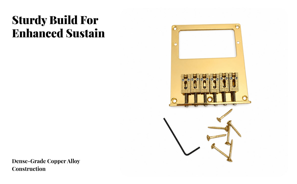 Six-Saddle Offset Waist Guitar Bridge | Rectangular Pickup Opening, Six-string, Guitar Bridge Plate