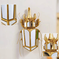 Mirrored Creative Beetle Decorative Mirror Reflective Sculpture with Mirror Geometric Beetle Wall Decor Nature-Inspired for Art Collectors, Living Room, Entryway