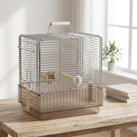 Folding Bird Cage with Top Handle, Portable Bird Cage in Stainless Steel Metal, Small Bird Cage for Outdoor Travel