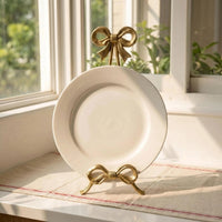 French Vintage Bow Plate Stand Matte Metal Tabletop Holder Kitchen Recipe Stand Sideboard Fireplace Decor