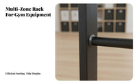 Space Saving Wall Mounted Exercise Mat Rack Multi-Functional Exercise Mat and Block Holder Large Capacity Wall Mounted Fitness Rack Heavy Duty for Yogis