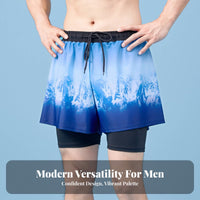 men's Board Shorts with Liner Quick-Dry 2-in-1 Swim Shorts Material 2-in-1 Swim Trunks for Swimmers, Adults, Swimming, Hot Spring, Water Sports
