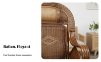 Natural Aesthetic Highspine Rattan Chair Supportive spinerest Woven Rattan Armchair craftsman-made Design Indoor Seating Wide Seat for Seniors, Homeowners, Interior Designers, Living Room, Bedroom, Sunroom, Balcony