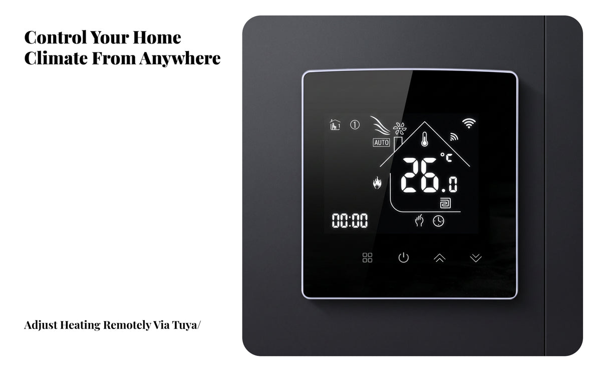 Modern Automatic Thermostat | Glossy Mirror Front, Wall-Mounted Thermostat, for Home