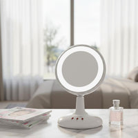 USB Rechargeable LED Makeup Mirror with Fan 60° Adjustable Angle 3 in 1 Makeup Mirror Fan Tilting Design for Women, Teens, Dorm Room, Office