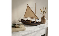 Model Sailboat with Cloth Sails Marine Sailing Boat Model Rustic Desktop Ornament for Desk