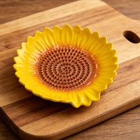 Floral Garlic Grinder Glazed Textured Grinding Dish Round