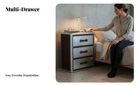 utilitarian design Bedside Drawer Cabinet Vintage Look Riveted pilot-inspired End Table Sturdy and long-lasting Nightstand space-saving Design for Interior Decorators, Apartment Dwellers, Bedroom, Small areas, Dorm Room, Man Cave