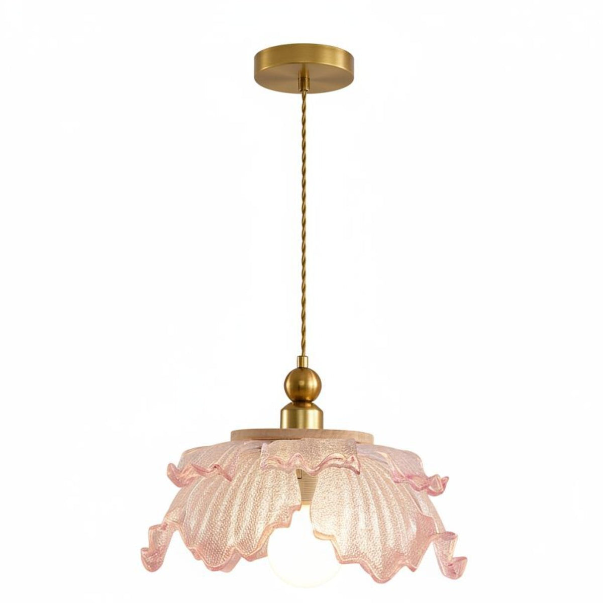 French Design Pink Floral Hanging Light High Color Rendering Flower Suspended Light Adjustable Height Indoor Lighting Gold Finish for Bedroom