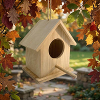 Wooden Birdhouse with Perch, Solid Wood Garden Decor for Outdoor Birds, Hanging Birdhouse with Rope, Mini Birdhouse for Outdoor Garden Refuge