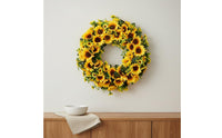 Vibrant and Cheerful Artificial Golden Bloom Wreath All Season Decor Front Door Golden Bloom Hanger Realistic Look Yellow Floral Door Wreath Maintenance-Maintenance-Easy for Autumn, Wedding