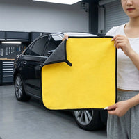 Thick Microfibre Cloth and Car Drying Towel, Double Sided Microfibre Cloth for Car Washing, Yellow and Black Quick-Dry Coral Fleece Fabric