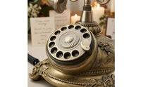 Ornate Antique Phone Message Book Bronze and Gold-Toned Rotary Desktop Telephone Resin Body Vintage Rotary Phone Ornament Metal Accessories