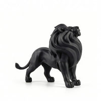 Lion Statue with Crown Ebony Lion Sculpture Tabletop for Homeowners, Art Collectors