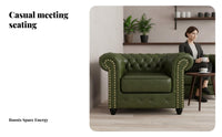 Retro Design Tufted Chesterfield Loveseat Deep Button Tufting Tufted Scroll Arm Sofa Rolled Arms Booth Seating Nailhead Accents for Cafe Owners, Couples, Adults, Restaurant, Bar, Tea Shop