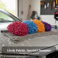 Chenille Car Wash Sponge Highly Absorbent Chenille Cleaning Glove High Water Absorption Scratch Detailing Sponge for DIY Vehicle Cleaners, Driveway
