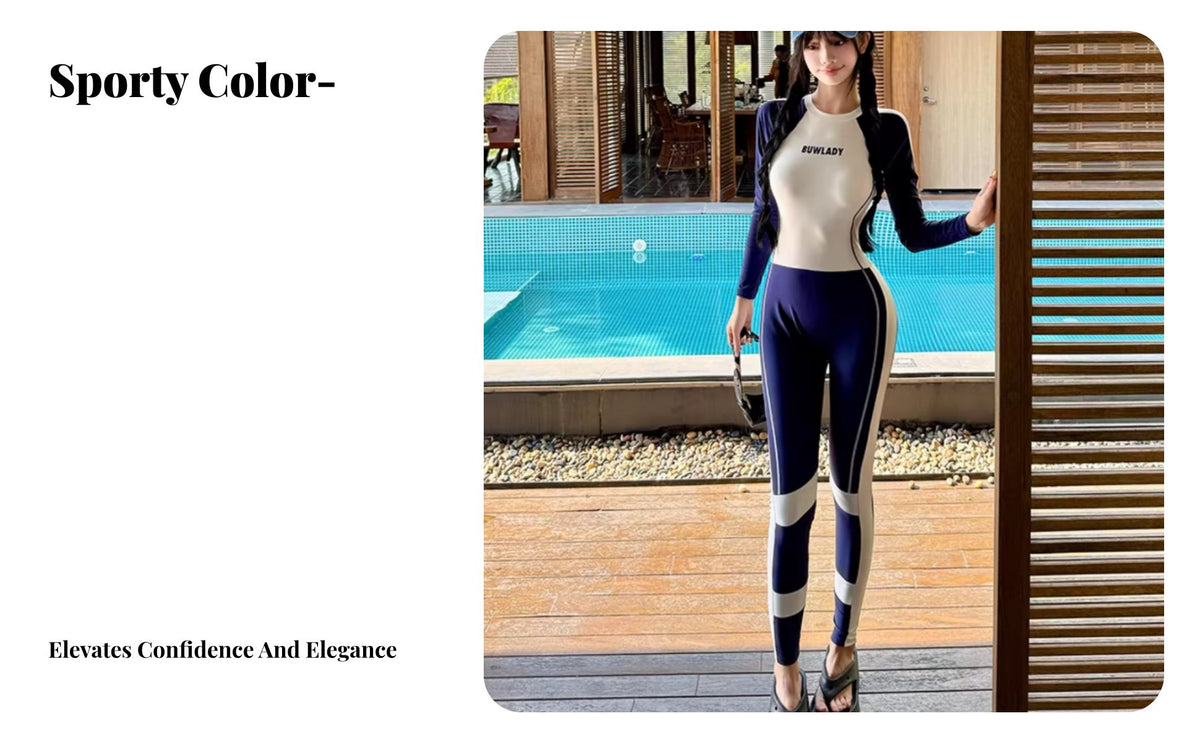 Long Sleeve Full Body Swimsuit UPF 50 Protection Swimsuit Quick-Quick-Absorbing Sun Protection Surfing Suit for Surfers, Adults, Snorkeling, Swimming