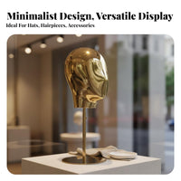 Hairpiece Display Head Stable Metal Base Hairpiece Display Head with Stand Mirror Effect Adjustable Mannequin Stand for Retailers, Shop Window