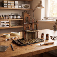 Factory Facade with Base Resin Scenery Weathered for Modelers