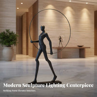 Artistic Design Abstract Person Floor Lamp Stable Base Resin Art Ornament Humanoid Figure Statue for Interior Designers, Hotel Managers, Homeowners, Exhibition Hall, Showroom, Living Room
