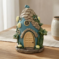 Solar House Lighting Fixture Shingled Roof Vine-Covered House Easy to Install Garden Figurine